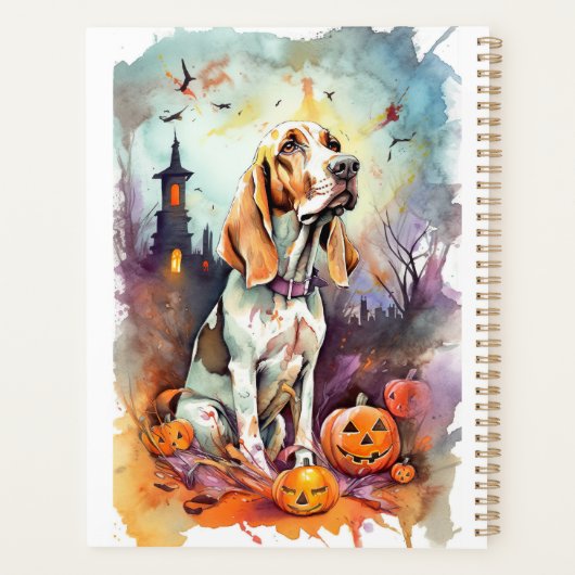 Halloween Basset Hond with Pumpkins Scary Planner (Achterkant)