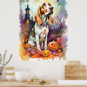 Halloween Basset Hond with Pumpkins Scary Poster (Keuken)