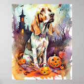 Halloween Basset Hond with Pumpkins Scary Poster (Voorkant)