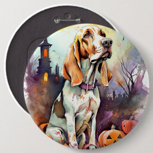 Halloween Basset Hond with Pumpkins Scary Ronde Button 6,0 Cm