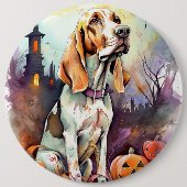 Halloween Basset Hond with Pumpkins Scary Ronde Button 6,0 Cm (Voorkant)