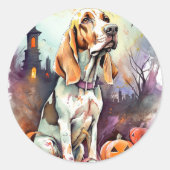Halloween Basset Hond with Pumpkins Scary Ronde Sticker (Voorkant)