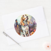 Halloween Basset Hond with Pumpkins Scary Ronde Sticker (Envelop)