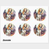Halloween Basset Hond with Pumpkins Scary Ronde Sticker (Vel)