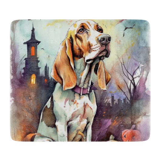 Halloween Basset Hond with Pumpkins Scary Snijplank (Voorkant)