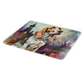 Halloween Basset Hond with Pumpkins Scary Snijplank (Hoek)