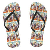 Halloween Basset Hond with Pumpkins Scary Teenslippers (Voetbed)