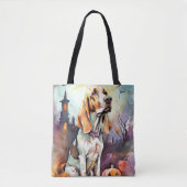 Halloween Basset Hond with Pumpkins Scary Tote Bag (Voorkant)