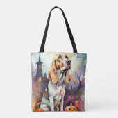 Halloween Basset Hond with Pumpkins Scary Tote Bag (Achterkant)