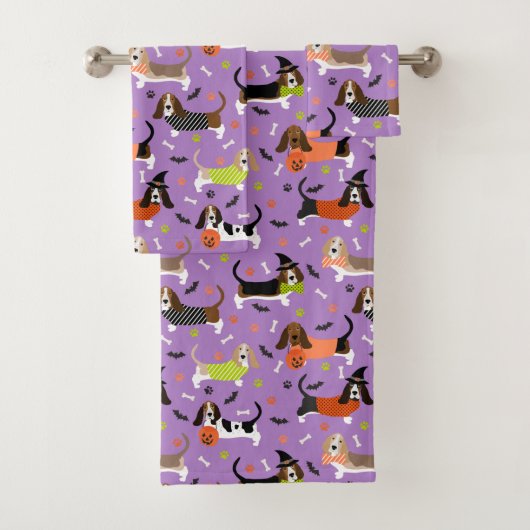 Halloween Basset Hound Bath Towel Set Bad Handdoek (Insitu)