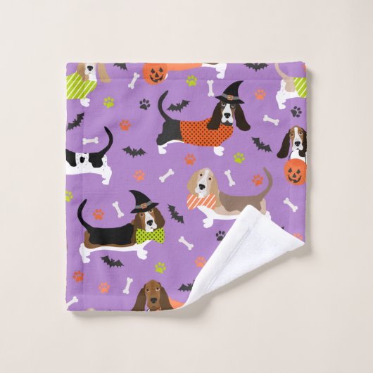 Halloween Basset Hound Bath Towel Set Bad Handdoek (Wasdoekje)