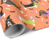 Halloween Basset Hound Cadeaupapier (Rol Hoek)
