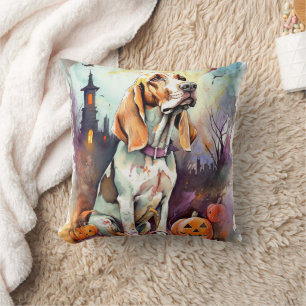Halloween Basset Hound Met Pompoenen Eng Kussen