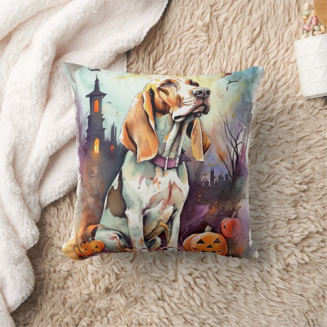 Halloween Basset Hound Met Pompoenen Eng Kussen (Deken)
