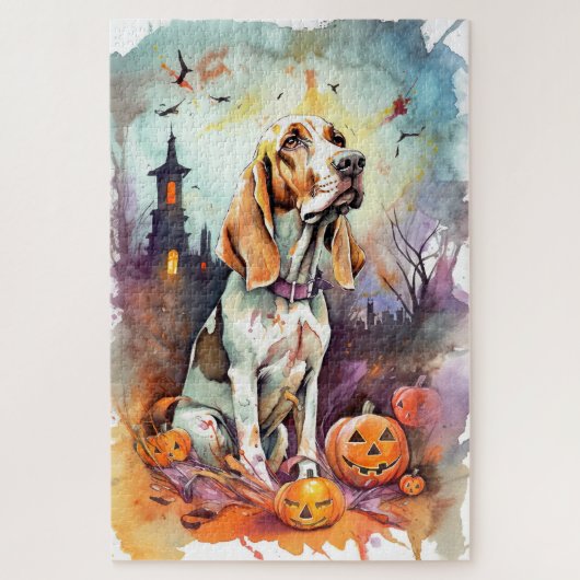 Halloween Basset Hound met pompoenen eng Legpuzzel (Verticaal)
