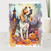 Halloween Basset Hound met pompoenen griezelig Kaart (Voorkant)