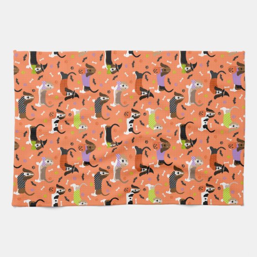 Halloween Basset Hound Theedoek (Horizontaal)