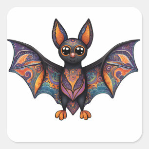 Halloween Bat Alebrije Vierkante Sticker