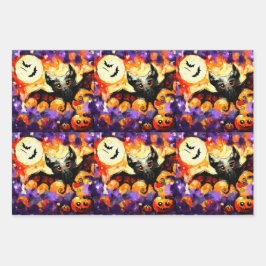 Halloween Bat Black Cat Jack-o-Lantern Decoupage Inpakpapier Vel