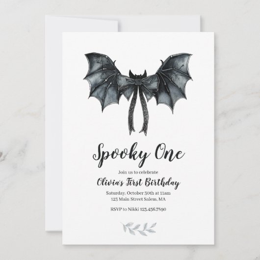 Halloween Bat Bow Spooky One 1st Birthday Kaart (Voorkant)