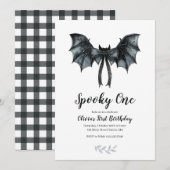 Halloween Bat Bow Spooky One 1st Birthday Kaart (Voorkant / Achterkant)