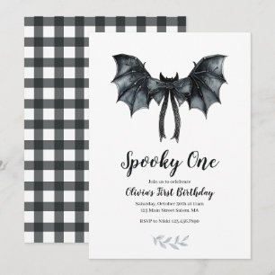 Halloween Bat Bow Spooky One 1st Birthday Kaart