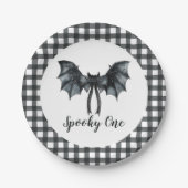 Halloween Bat Bow Spooky One 1st Birthday Papieren Bordje (Voorkant)