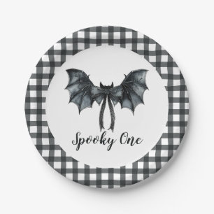 Halloween Bat Bow Spooky One 1st Birthday Papieren Bordje