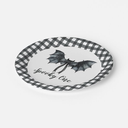 Halloween Bat Bow Spooky One 1st Birthday Papieren Bordje (Gekanteld)