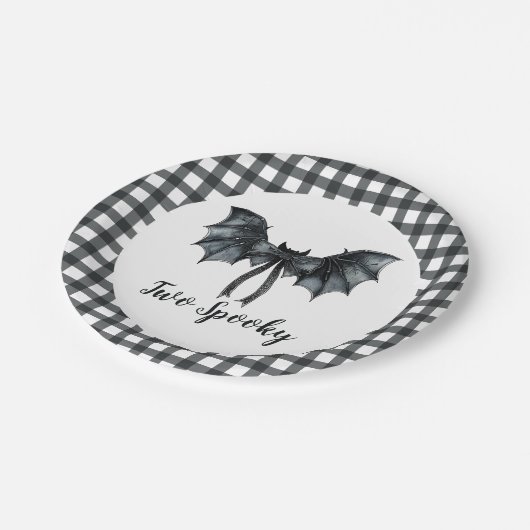 Halloween Bat Bow Two Spooky 2e Verjaardag Papieren Bordje (Gekanteld)