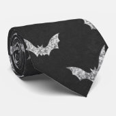Halloween Bat Chalkboard Patroon Stropdas (Opgerold)