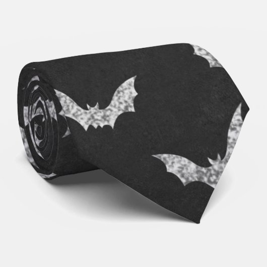 Halloween Bat Chalkboard Patroon Stropdas (Opgerold)