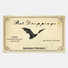 Halloween Bat Droppings Apotheker Attentie Vleermu Rechthoekige Sticker