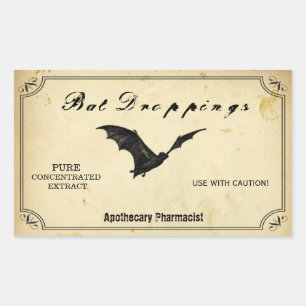 Halloween Bat Droppings Apotheker Attentie Vleermu Rechthoekige Sticker