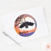 Halloween Bat in Tree Ronde Sticker (Envelop)