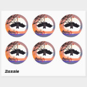 Halloween Bat in Tree Ronde Sticker (Vel)