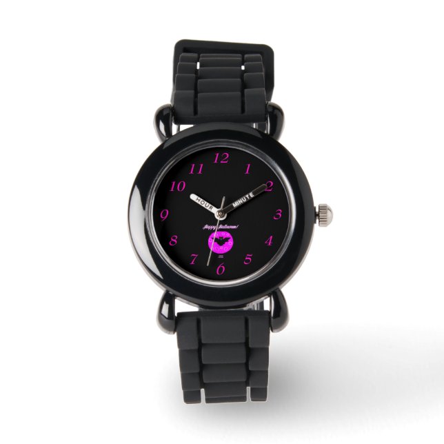 Halloween Bat Kinder Silver Glitter Watch Horloge (Voorkant)