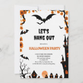 Halloween Bat let's hang out Halloween party Kaart (Voorkant)