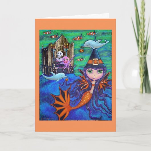 Halloween Bat Mermaid Witch Dolphins Octopus Organ Kaart (Voorkant)
