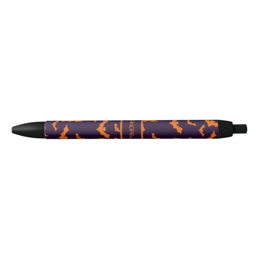 Halloween Bat met aangepaste naam Zwarte Inkt Pen (Voorkant)