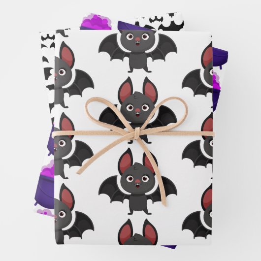 Halloween Bat Paarse Inpakpapier Vel (In situ)