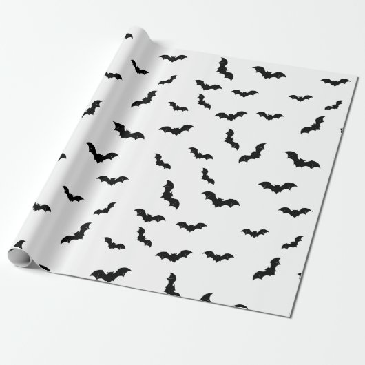 Halloween Bat Pattern Spooky Cadeaupapier (Uitgerold)