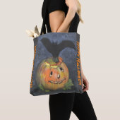 Halloween Bat & Pumpkin Ontworpen Canvas tas (Dichtbij)