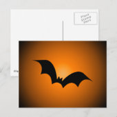 Halloween Bat Silhouette Oranje Sky Briefkaart (Voorkant / Achterkant)