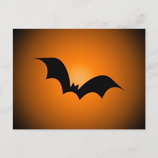 Halloween Bat Silhouette Oranje Sky Briefkaart (Voorkant)