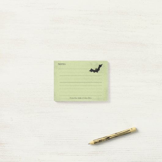 Halloween Bat Silhouette over Green - Lined Post-it® Notes (Op bureau)
