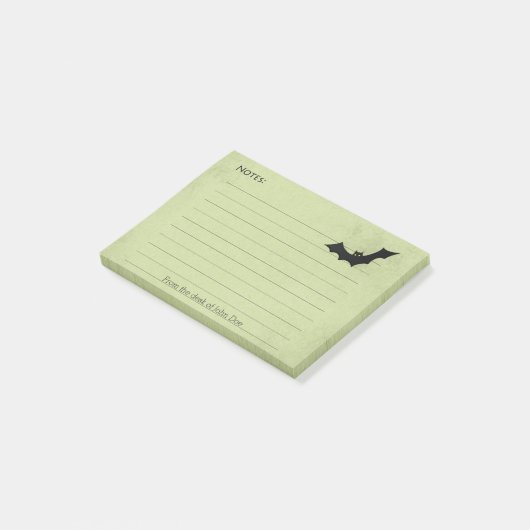 Halloween Bat Silhouette over Green - Lined Post-it® Notes (Schuin)