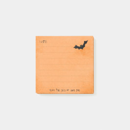 Halloween Bat Silhouette over Oranje, gelinkt Post-it® Notes