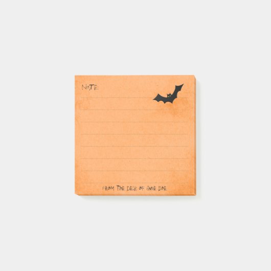 Halloween Bat Silhouette over Oranje, gelinkt Post-it® Notes (Voorkant)