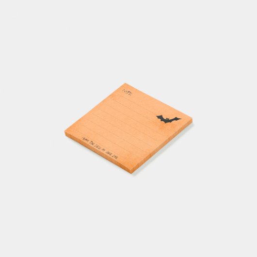 Halloween Bat Silhouette over Oranje, gelinkt Post-it® Notes (Schuin)